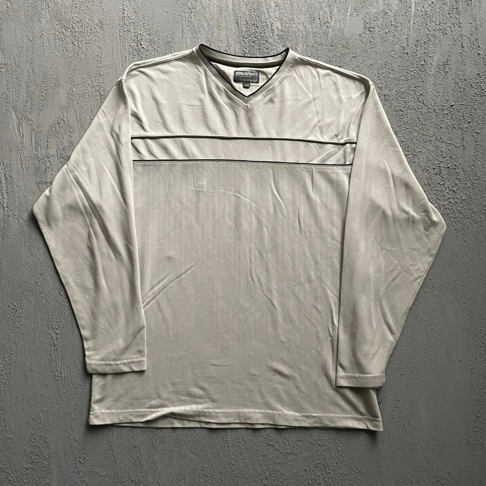 Vintage Striped Long Sleeve Shirt Men Extra Large Beige 2000s Boardsports